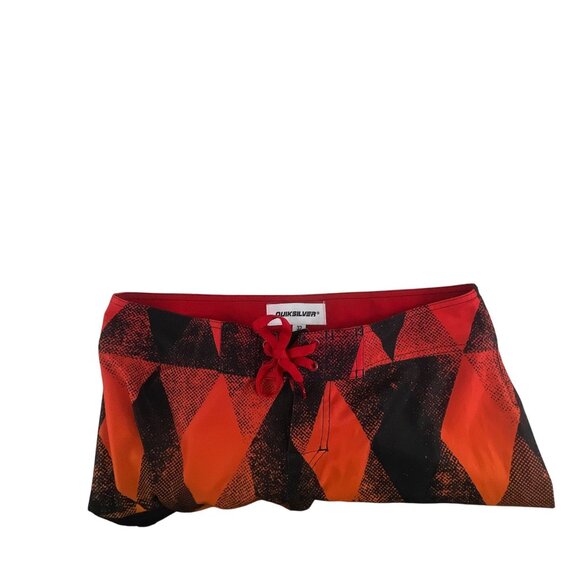 Quiksilver Men’s Swim Board Shorts Size 32 Red Yellow Geometric Print Surfwear D - Picture 7 of 8